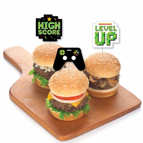 Big Dot of Happiness Game Zone - Cupcake Toppers Video Game Party Clear Treat Picks - 24 Ct Perspective: top