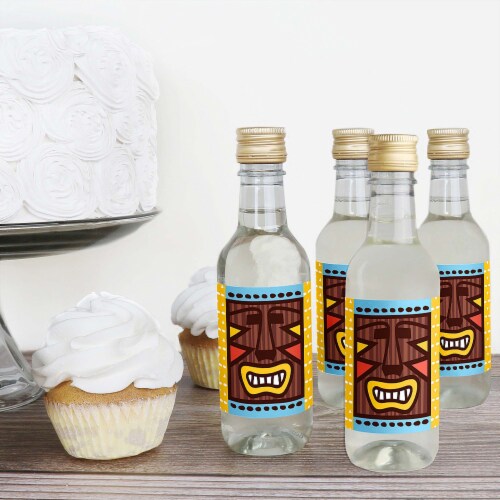 Big Dot of Happiness Tiki Luau - Mini Wine Bottle Label Stickers - Tropical Party Favor 16 Ct Perspective: top