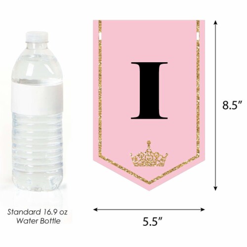 Big Dot of Happiness Little Princess Crown Bunting Banner Party Decor Its a Royal Celebration Perspective: top