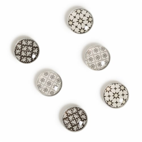 U Brands Glass Round Magnets - Moroccan Monochrome Perspective: top