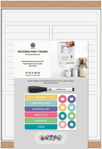 U Brands Modern Pin It Fram Dry Erase List Board Perspective: top