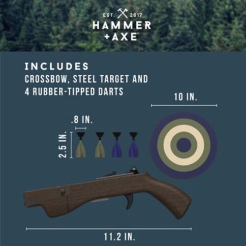 Hammer + Axe Crossbow Archery Bow and Arrow Game Set with 4-Rubber Tip Darts Perspective: top