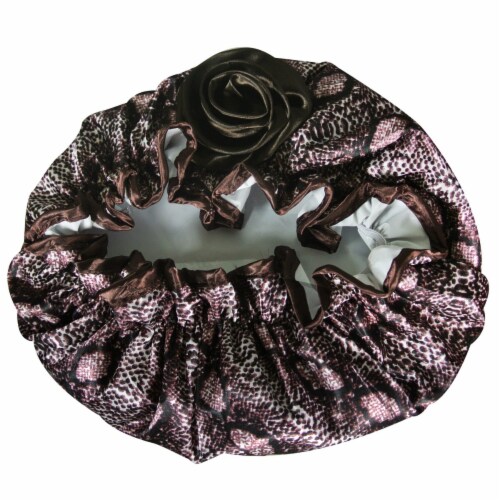 Kella Milla Stylish Satin Shower Cap, Snake Skin Perspective: top