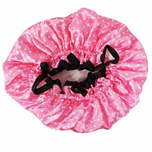 Kella Milla Stylish Satin Shower Cap, Petite Pink Dots Perspective: top