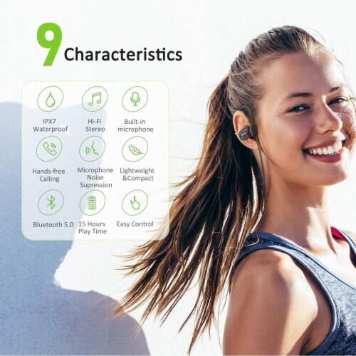 Letsfit U8L Bluetooth Headphones - Black/Gray Perspective: top
