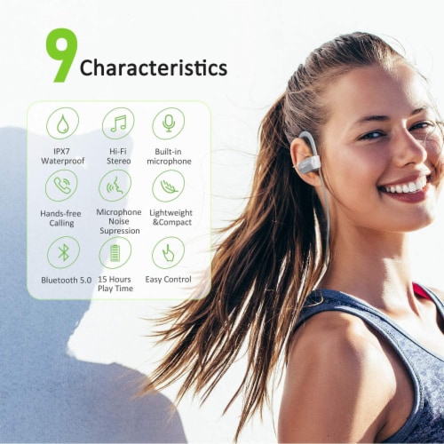 Letsfit U8L Bluetooth Headphones - Gray Perspective: top