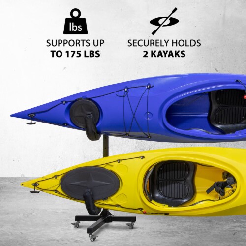 RaxGo Freestanding 2 Kayak Rack Heavy Duty Kayak Stand for Indoor Outdoor or Dock w Wheels 1 Harris Teeter