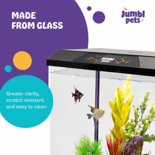 JumblPets Starter Fish Aquarium Kit Beginner Glass Fish Tank Kit w LED Lighting More 1 QFC