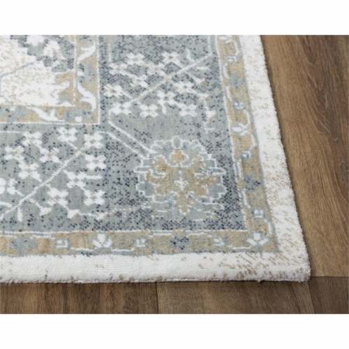 Alora Decor Elect 8' x 10' Ivory/Blue/Brown/Gray Power-Loomed/Hybrid Area Rug Perspective: top
