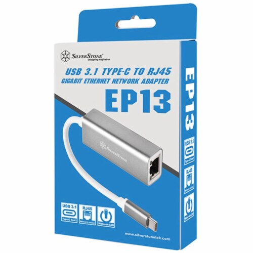 USB 3.1 Type-C Gen1 to RJ45 Gigabit Ethernet network adapter, charcoal Perspective: top