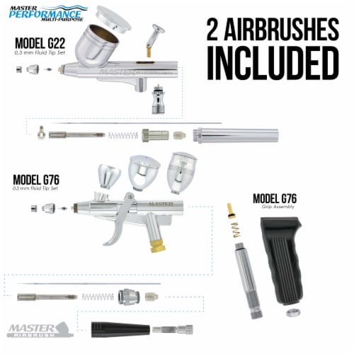 Cake Decorating Airbrushing System Kit with 12 Food Coloring Set - 2 Airbrushes, Compressor Perspective: top