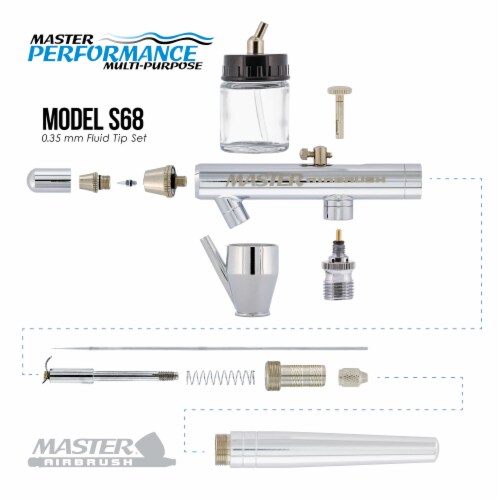 Cake Decorating Airbrushing System Kit with Siphon Feed Airbrush, 12 Food Colors, Compressor Perspective: top
