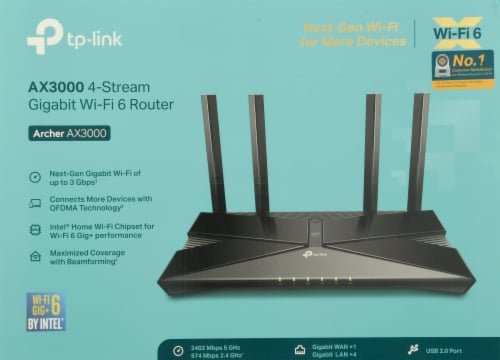TP-Link Archer AX3000 4-Stream Gigabit Wi-Fi 6 Router Perspective: top