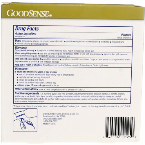 GoodSense Cold & Hot Medicated Patch, 5 Ct Perspective: top