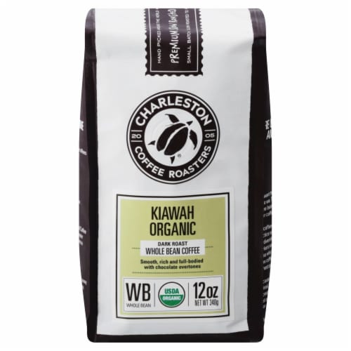 Charleston Coffee Roasters Kiawah Organic Whole Bean Dark Roast Coffee Perspective: top