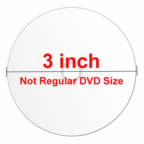 50 Pack Smartbuy Mini DVD-R 3 inch 8cm 4X 1.4 GB 30 Min Blank Recordable Disc for Camcorders Perspective: top