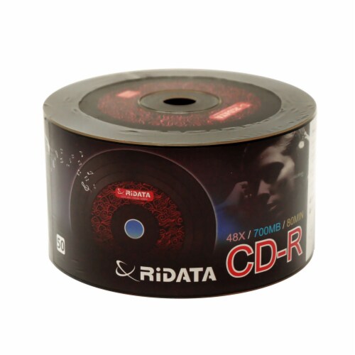 100 Pack Ridata Black CD-R 48X 700MB 80Min Digital Vinyl Black Bottom Blank Recordable Disc Perspective: top