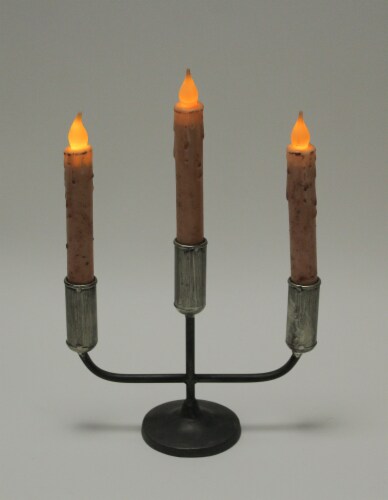 Primitive Design Rolled Steel Triple Taper Candle Stick Holder Perspective: top