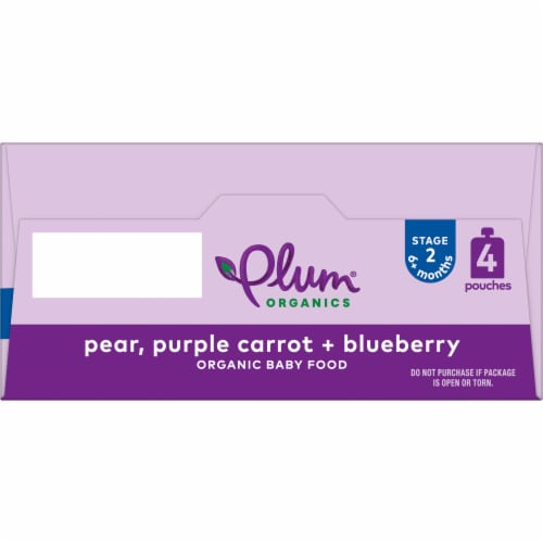Plum Organics® Stage 2 Pear Purple Carrot & Blueberry Baby Food Pouch Perspective: top
