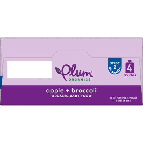 Plum Organics® Apple and Broccoli Stage 2 Baby Food Pouch Perspective: top
