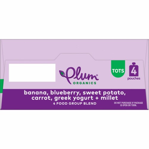 Plum Organics® Mighty 4 Banana Blueberry Sweet Potato Carrot Yogurt Millet Toddler Food Pouches Perspective: top