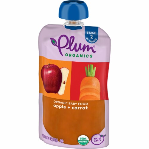 Plum Organics® Stage 2 Organic Apple & Carrot Baby Food Pouches Perspective: top
