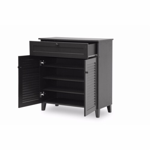 Baxton Studio FP-02LV-Espresso Calvin Espresso Shoe-Storage Cabinet - 33.38 x 30.75 x 14.63 i Perspective: top