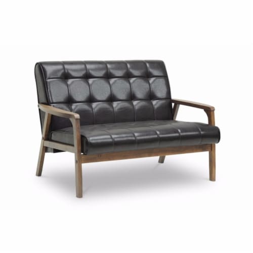 Mid century store leather loveseat