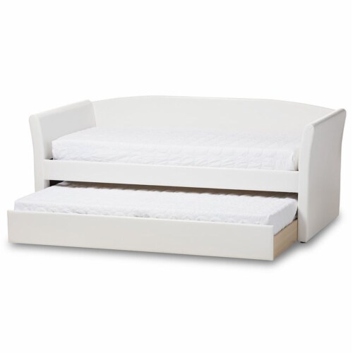 White leather trundle bed deals