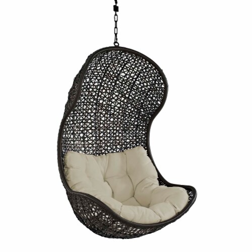 Parlay Swing Outdoor Patio Fabric Lounge Chair - Espresso Beige Perspective: top