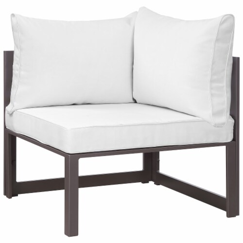 Fortuna 5 Piece Outdoor Patio Sectional Sofa Set Brown White 1