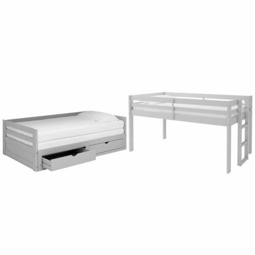 Jasper Twin to King Extending Day Bed w/ Bunk Bed and Storage Drawers-Dove Gray Perspective: top