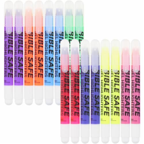 Bible Safe Gel Highlighters, Assorted Bright Neon Fluorescent Highlight Colors - 16 Count Perspective: top