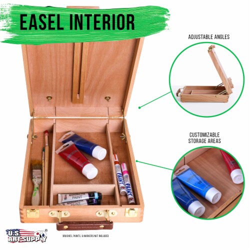 Antigua Adjustable Wood Table Sketchbox Easel, Beechwood - Portable Artist Storage Case Perspective: top