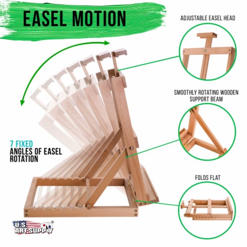 Venice Heavy Duty Tabletop Wooden H-Frame Studio Easel, Adjustable Painting & Display Easel Perspective: top