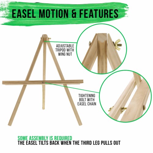 16  Natural Wood Display Stand A-Frame Artist Easel, 4 Pack - Adjustable Wooden Stand Perspective: top