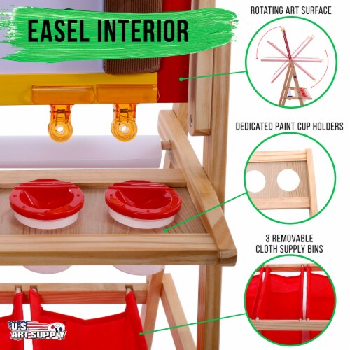 Flip-Over Children's Double-Sided Paint & Drawing Art Easel with Chalkboard, Dry Erase Board Perspective: top