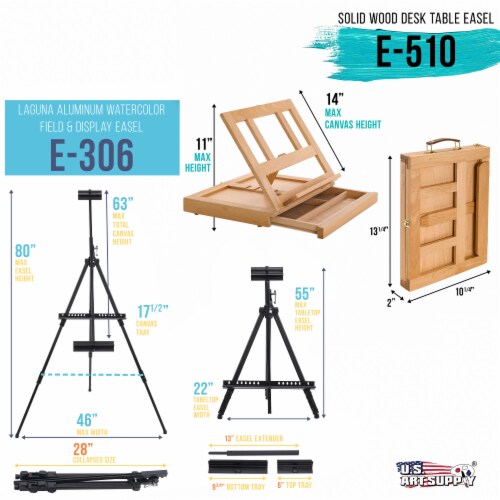 US Art Supply 133pc Deluxe Artist Painting Set with Aluminum and Wood Easels