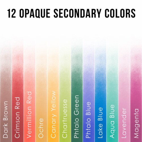 12 Color Secondary Opaque Colors Acrylic Airbrush Paint Set with Reducer & Cleaner Perspective: top