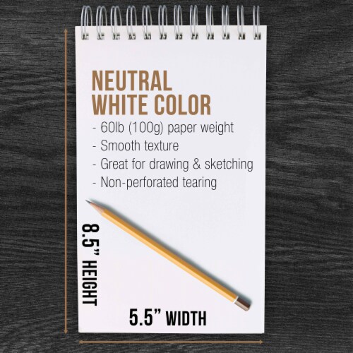 5.5  x 8.5  Premium Spiral Bound Sketch Pad, Pad of 100-Sheets, 60 Pound (100gsm) (2 Pads) Perspective: top