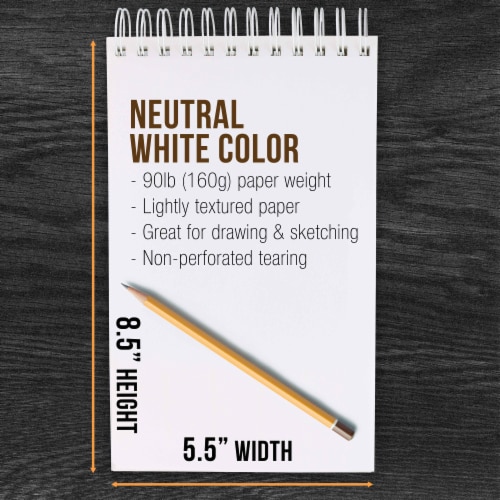 5.5  x 8.5  Heavy-Weight Paper Spiral Bound Sketch Pad, 30 Sheets, 90 Pound (160gsm) - 2 Pads Perspective: top