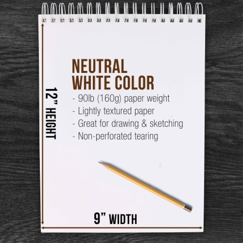 9  x 12  Heavy-Weight Paper Spiral Bound Sketch Pad, 30 Sheets, 90 Pound (160gsm) - 2 Pads Perspective: top