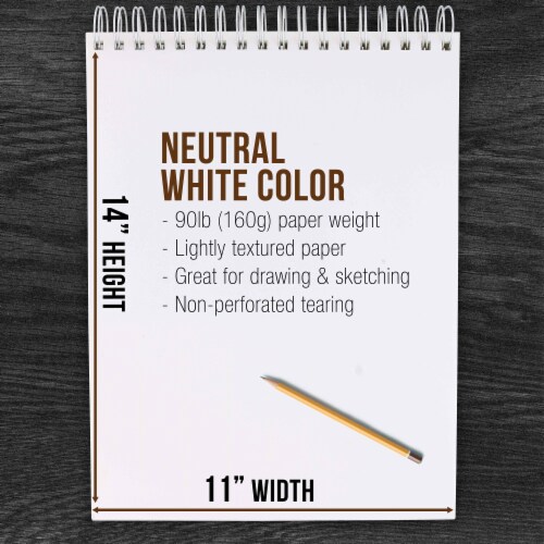11  x 14  Heavy-Weight Paper Spiral Bound Sketch Pad, 30 Sheets, 90 Pound (160gsm) - 2 Pads Perspective: top