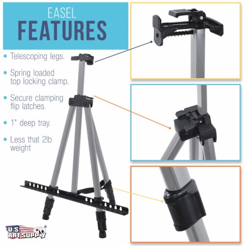 66  Aluminum Tripod Artist Field & Display Easel Stand - Adjustable Height 20  to 5.5 ft Perspective: top
