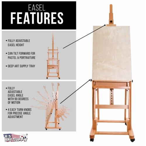 Malibu Heavy Duty Extra Large Adjustable H-Frame Studio Easel, Artist Storage Tray Perspective: top