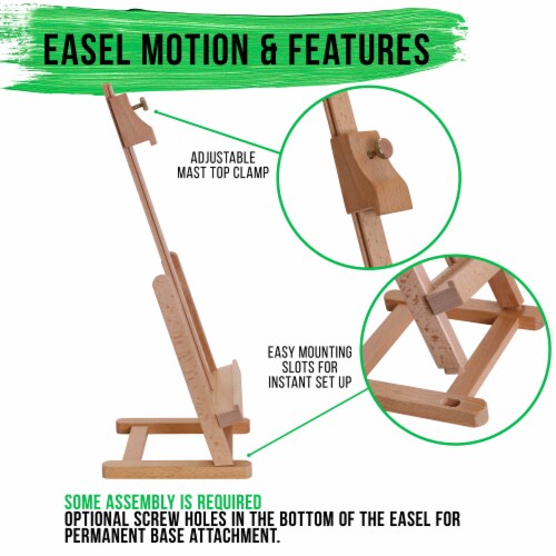 16  Mini Tabletop Wooden H-Frame Studio Easel - Artists Adjustable Painting and Display Easel Perspective: top