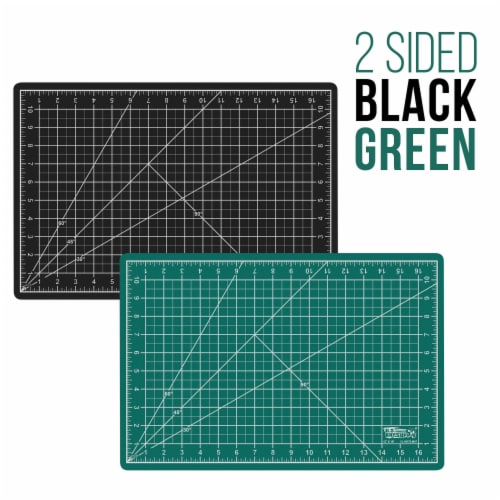 12  x 18  Green/Black Self Healing 5-Ply Double Sided Durable Non-Slip PVC Cutting Mat Perspective: top