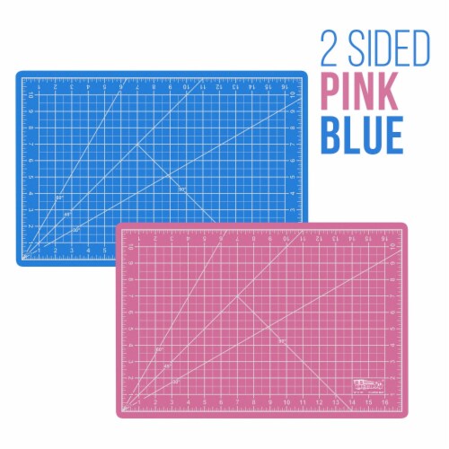 12  x 18  Pink/Blue Self Healing 5-Ply Double Sided Durable Non-Slip PVC Cutting Mat Perspective: top