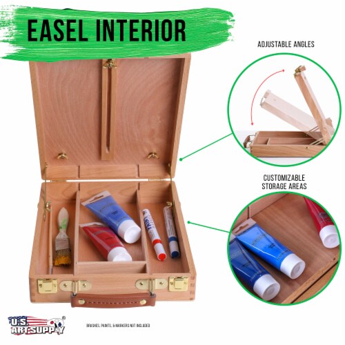 Newport Small Adjustable Wood Table Sketchbox Easel - Portable Wooden Artist Storage Case Perspective: top