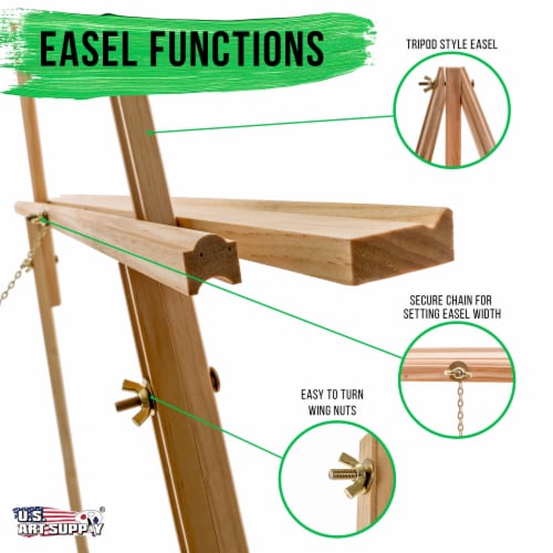 64  Torrey Wooden A-Frame Tripod Studio Artist Floor Easel - Adjustable Tray Height Perspective: top